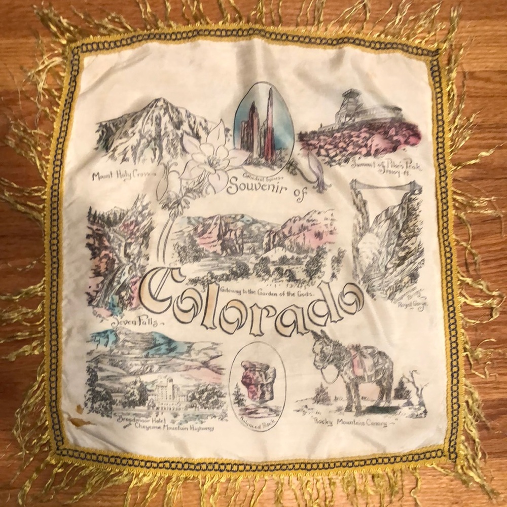 VTG Souvenir of Colorado Postcards Design Silk Pillow Case